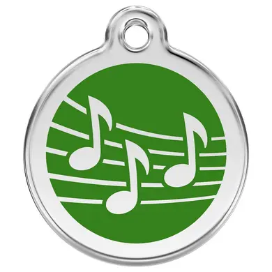 Médaille d'identification pour animaux Note de musique verte  Taille M - RED DINGO