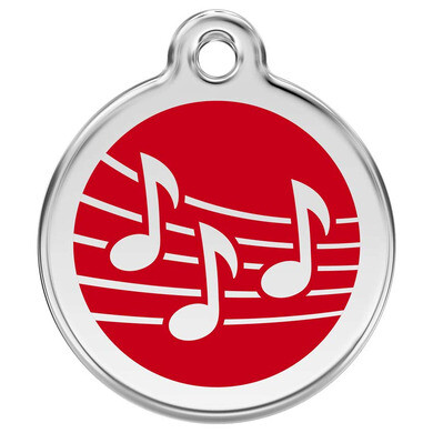 Huisdier ID-label Rood muzieknoot Maat S - RED DINGO