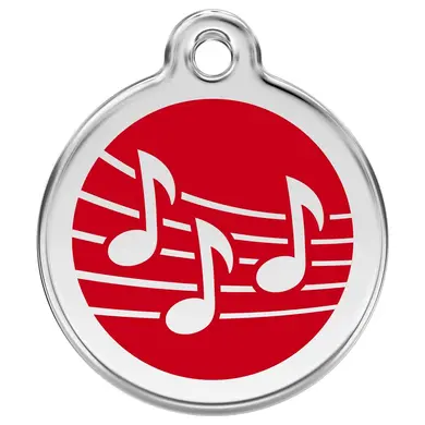 Huisdier ID-label Rood muzieknoot Maat S - RED DINGO