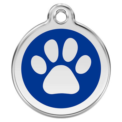 Médaille d'identification pour animaux patte bleu foncé taille l