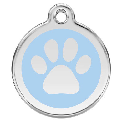 Médaille d'identification pour animaux patte bleu clair taille m