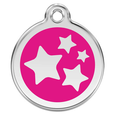 Médaille d'identification pour animaux etoile rose vif taille m