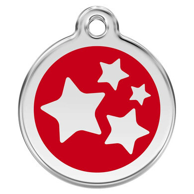 Médaille d'identification pour animaux etoile rouge taille s