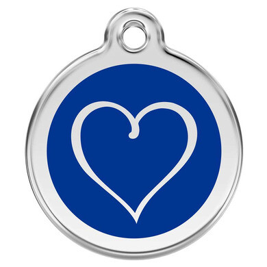 Médaille d'identification pour chien coeur bleu foncé taille l