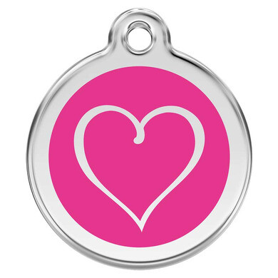 Médaille d'identification pour animaux coeur rose taille s