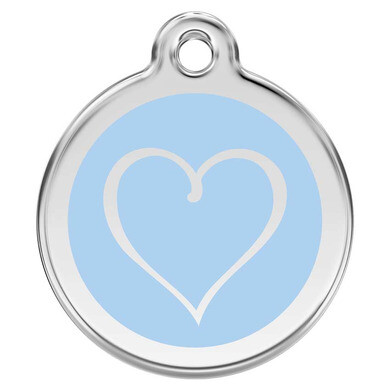 Médaille pour chien rond personnalisable en coeur bleu clair 3.8 cm