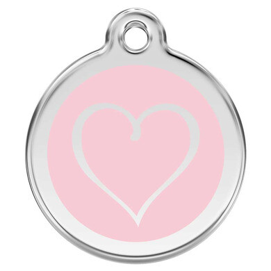 Médaille d'identification pour animaux coeur rose pâle taille s