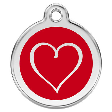 Médaille d'identification pour animaux coeur rouge taille m