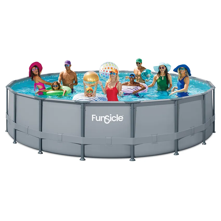 Piscine Tubulaire Ronde Grise 5,49 x 1,22 m avec Filtration Cartouche