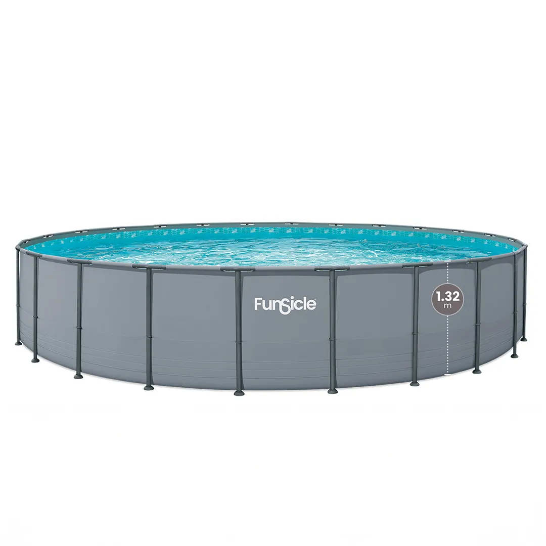 Piscine Tubulaire ronde Grise 7,32 x 1,32 m Filtration cartouche