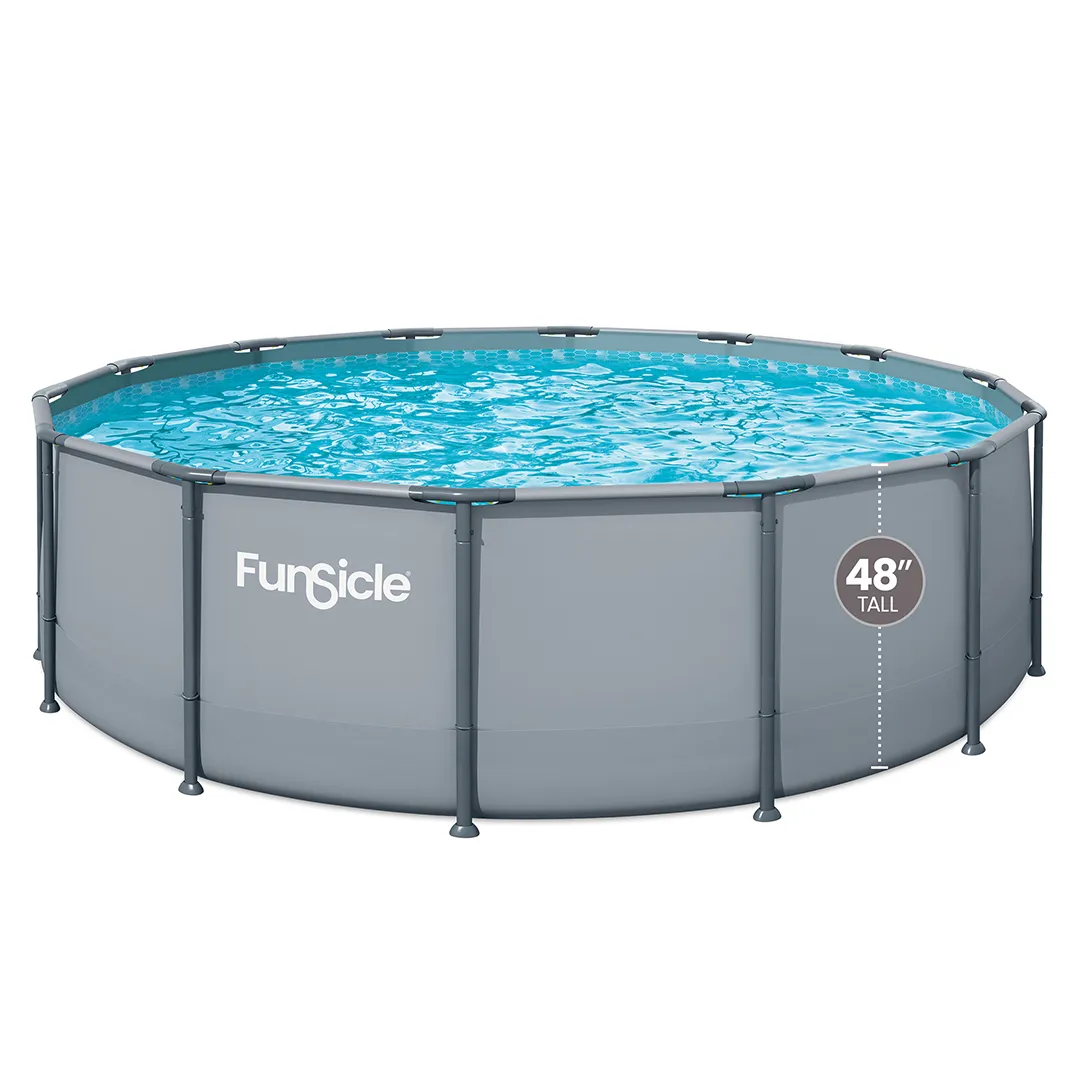 Piscine Tubulaire Ronde Grise 4,88 x H1,22 m - Filtre à cartouche