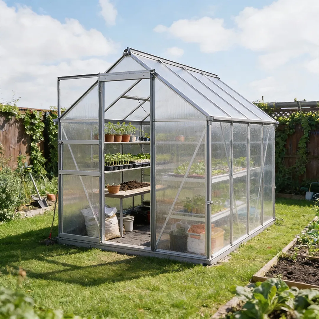 Serre de Jardin Polycarbonate 4,8 mÂ² avec Base   Structure Aluminium