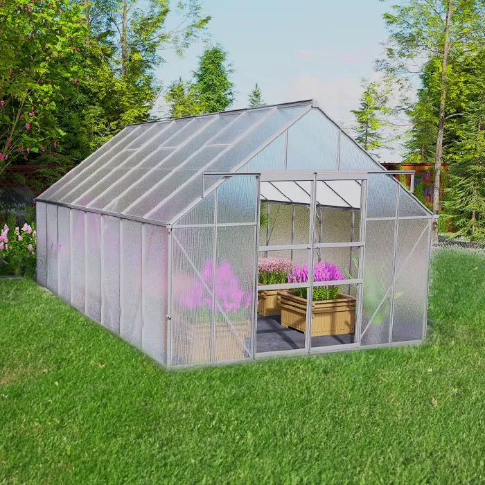 Serre de Jardin Polycarbonate 14,4 mÂ² avec Base   Structure Aluminium