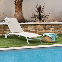 Bain de soleil PRAIA aluminium et textilène beige - OOGarden