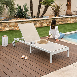 Bain de soleil DARI aluminium blanc textilene beige - OOGarden