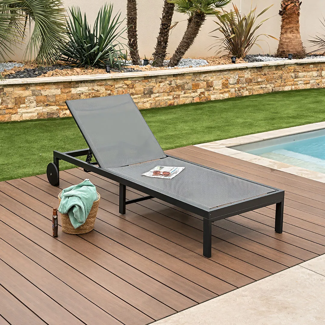 Bain de Soleil DARI aluminium gris textilene anthracite