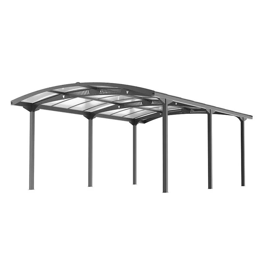 Carport en aluminium avec toit arrondi 640 x 365 x 228 cm