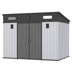 Abri de jardin en résine toit plat 6,4m² - STRATFORD - gris - OOGarden