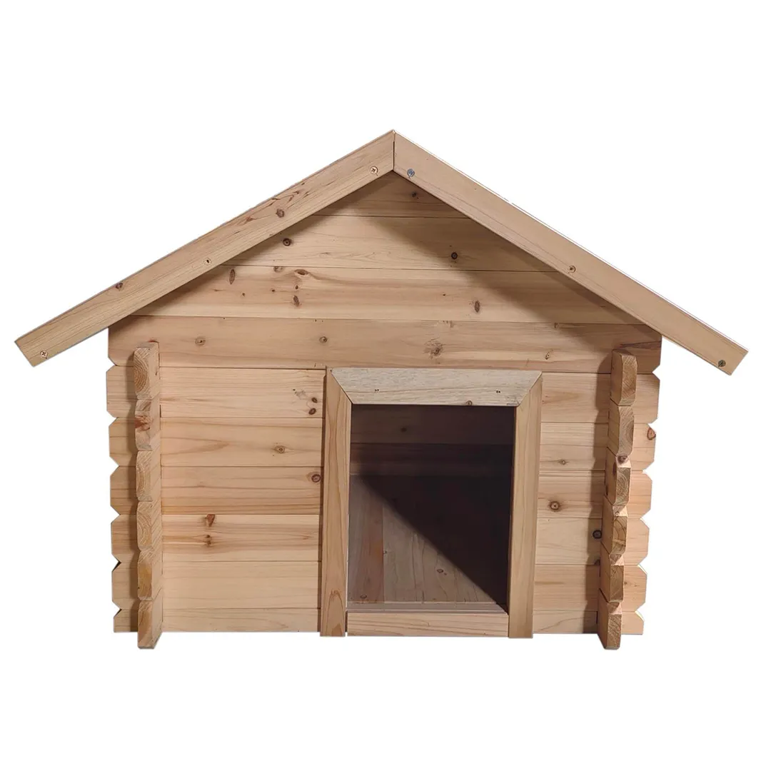 Hundehütte aus Holzbalken, Größe S M, 86 x 76 cm