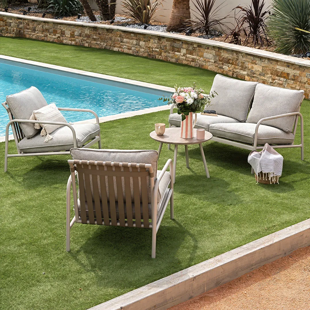 Salon bas de jardin LIVIA en Aluminium   4 places   Coloris Sable