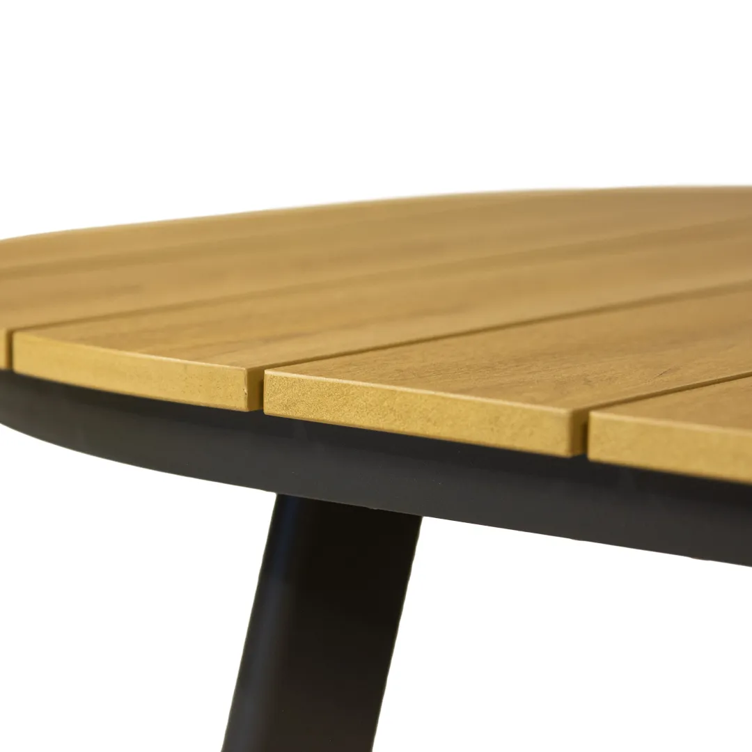 Tisch CALYPSO anthrazitfarbenes Aluminium und Tischplatte aus Verbundholz 200cm