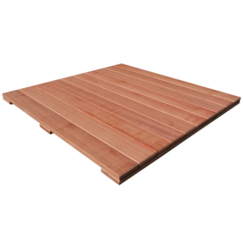 Dalle de terrasse bois exotique Mukulungu   100 x 100 cm   Ep. 44 mm