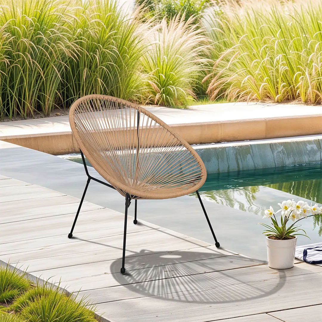 Fauteuil de Jardin HONOLULU en Acier et Fils de Résine coloris Beige