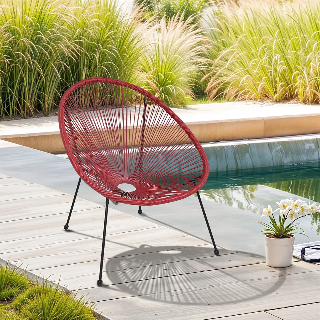 Fauteuil de Jardin HONOLULU en Acier et Fils de RÃ©sine coloris Rouge