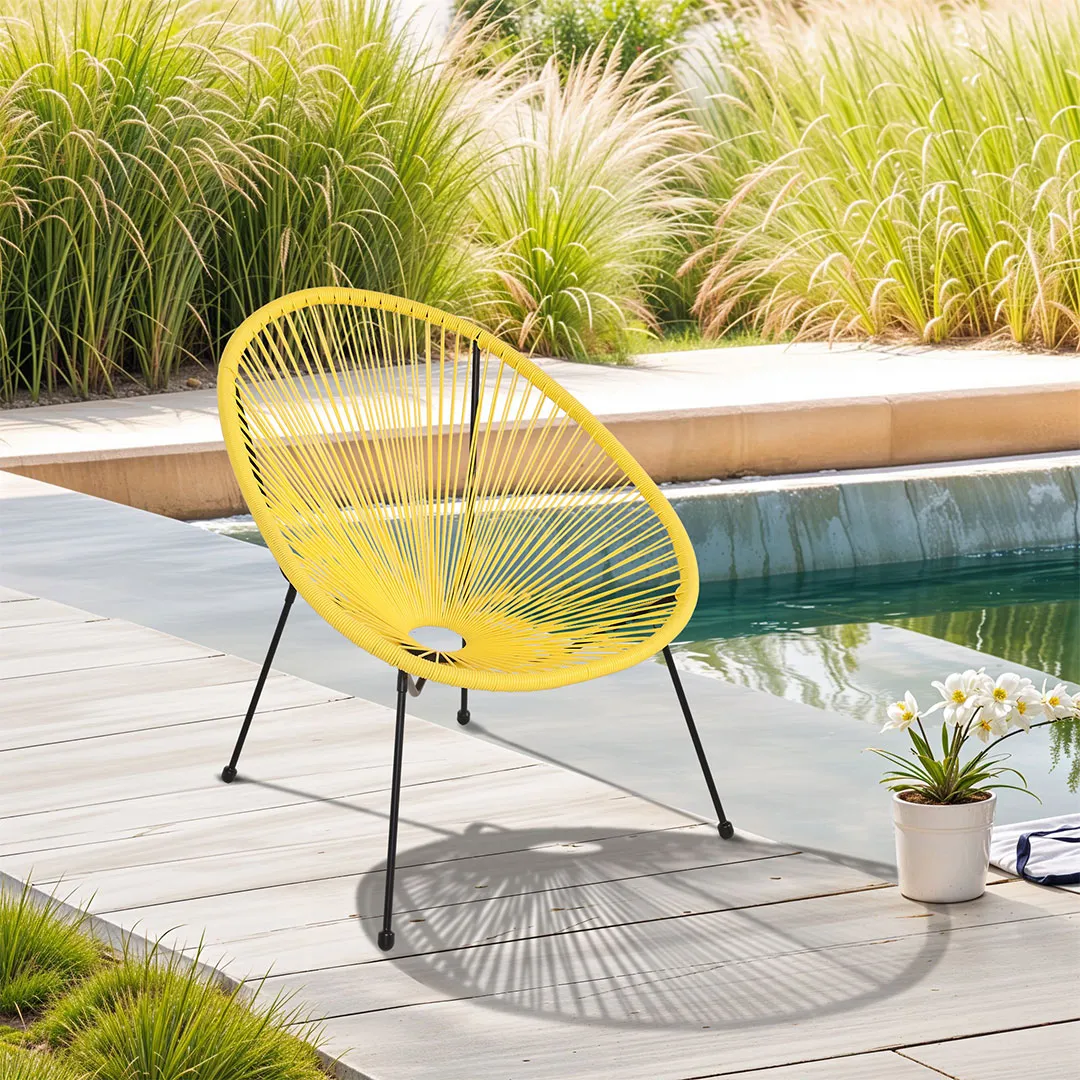 Fauteuil de Jardin HONOLULU en Acier et Fils de RÃ©sine coloris Jaune