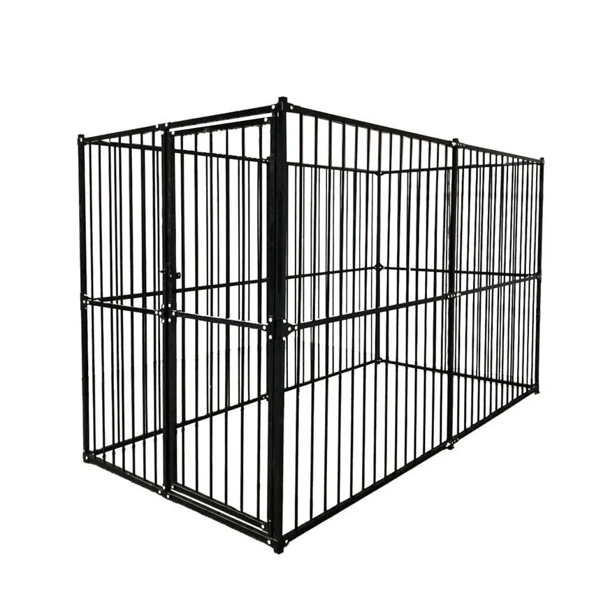 Chenil d'Extérieur à Barreaux 4.5m² pour Chien en Acier Galvanisé Noir