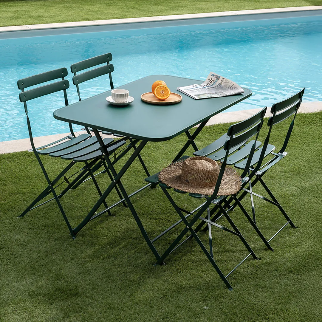 Set bistrot pliant MELIA   1 table rectangulaire et 4 chaises   Vert