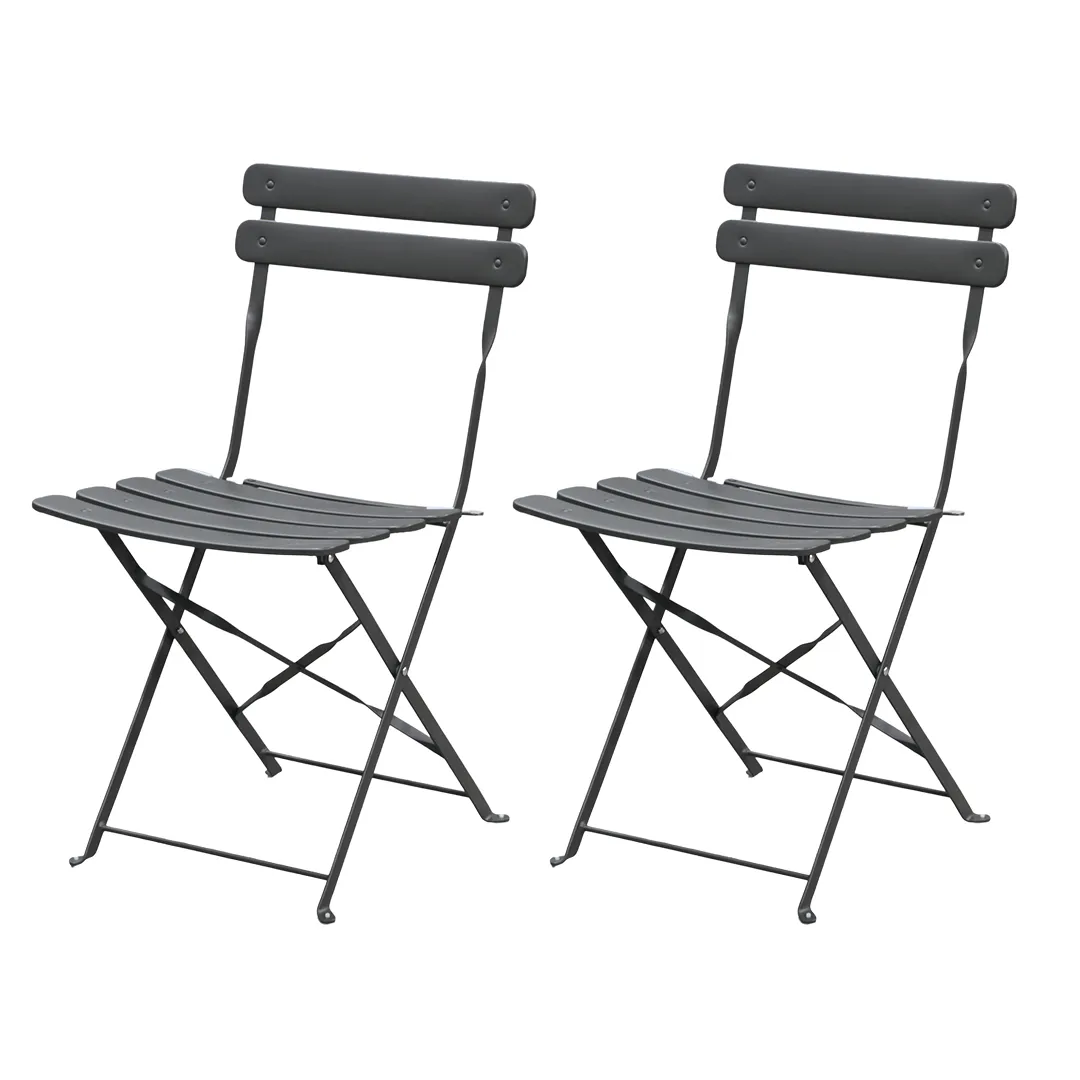 Lot de 2 chaises pliantes en acier   coloris gris