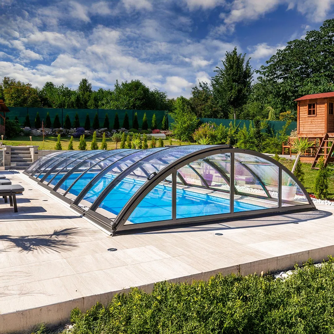 Abri de Piscine Télescopique KLASIK Clear 8x4m - Styrène acrylonitrile