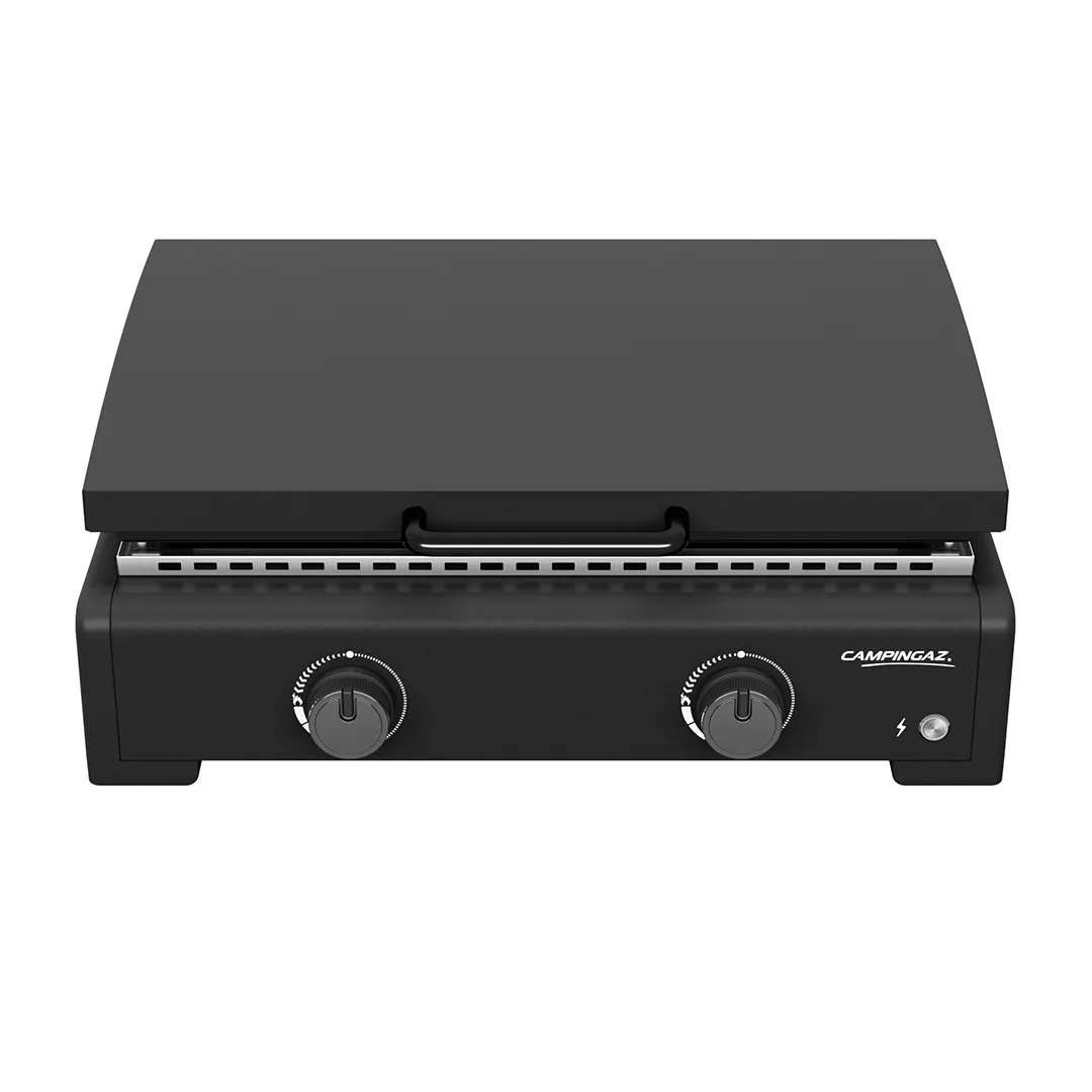 Plancha Gaz 2 BrÃ»leurs OTHELLO 2L Avec Couvercle 6 kW   Acier ÃmaillÃ©