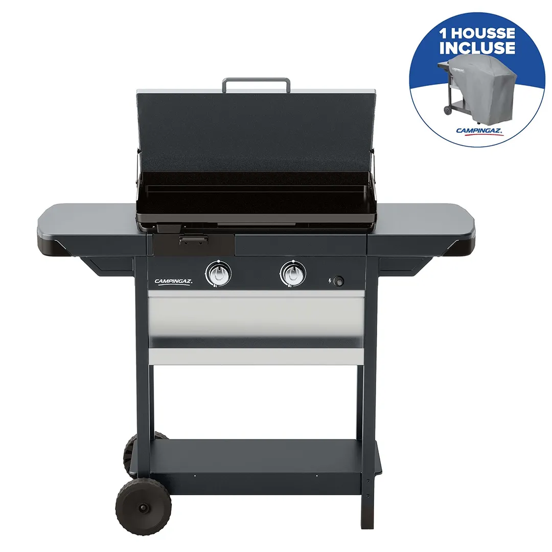 Plancha Gaz Sur Chariot EX 2 Plus Avec Housse - 7,5 kW Fonte ÃmaillÃ©e