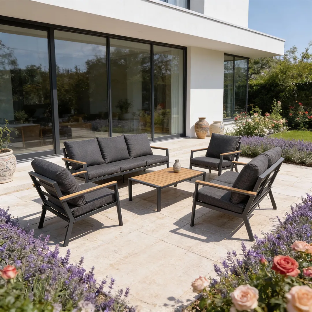 Salon bas de jardin MONZA en Aluminium   7 places   Anthracite