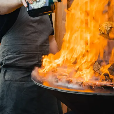 Brasero B.B.O Ø78 Cognac OYAT Holz Aus Corten-Stahl Hergestellt in Frankreich - OYAT