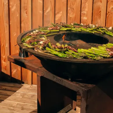 Brasero B.B.O Ø78 Cognac OYAT Holz Aus Corten-Stahl Hergestellt in Frankreich - OYAT