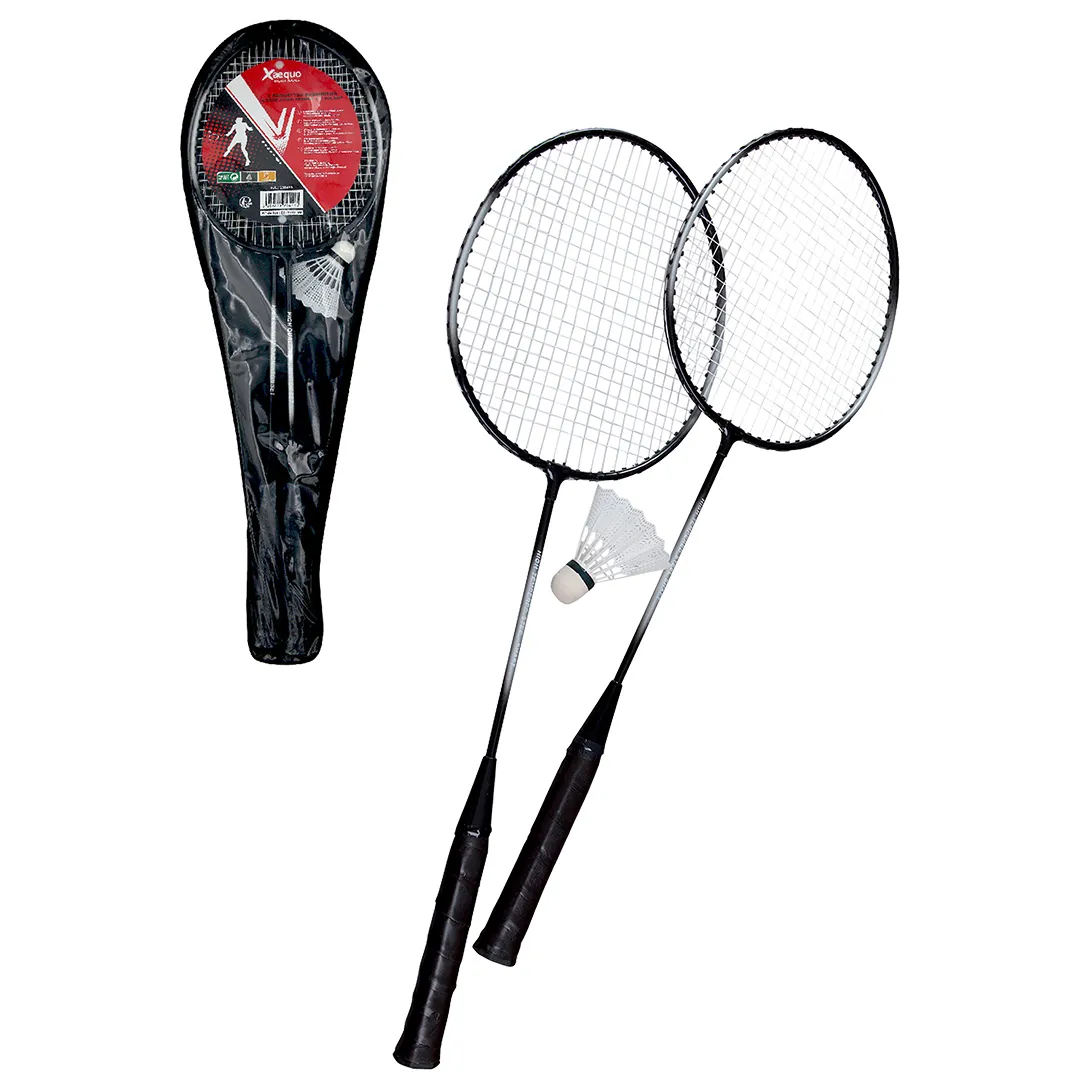 Set badminton 2 raquettes acier avec volant et sac