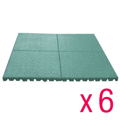 Lot de 6 dalles de protection vertes pour aire de jeux 100 x 100 cm