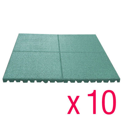Lot de 10 dalles de protection vertes pour aire de jeux 100 x 100 cm