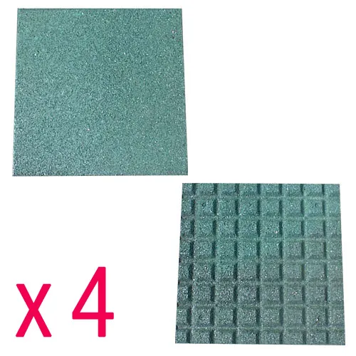 Lot de 4 dalles de protection vertes pour aire de jeux enfant 50x50cm