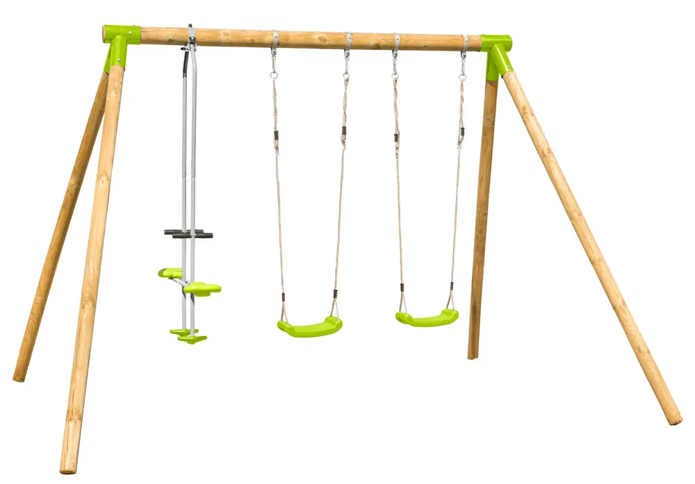 Portique Bois BELUGA 2,30 m   2 BalanÃ§oires   1 Vis Ã  Vis   4 Enfants