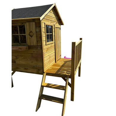Maison de jeux pour enfants en bois avec finition bleu-blanc et bois Lollipop Masgames