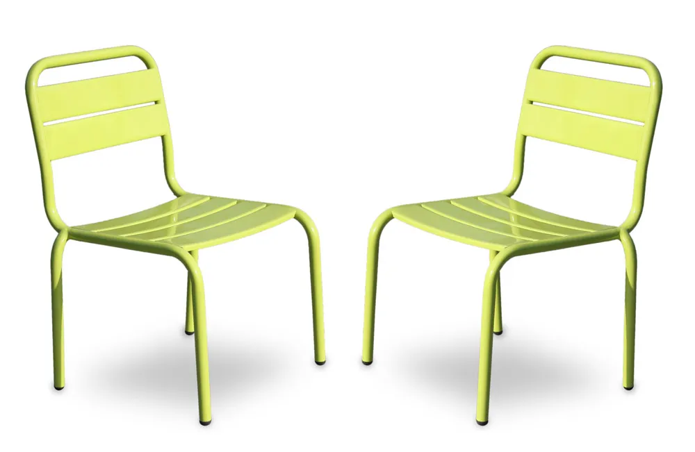 Lot de 2 chaises métal vertes pour enfant