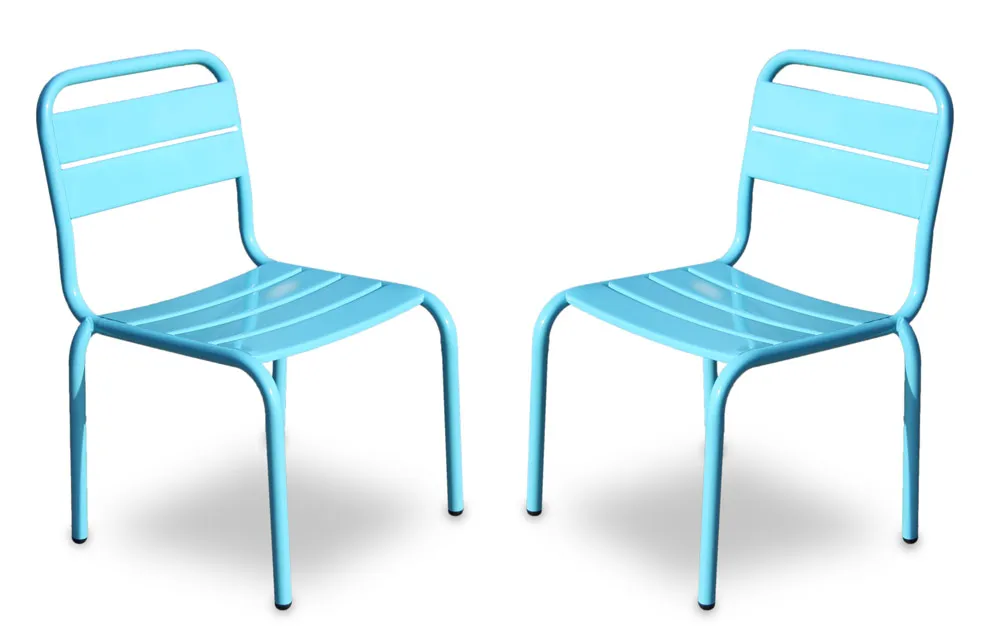Lot de 2 chaises enfant bleu mate
