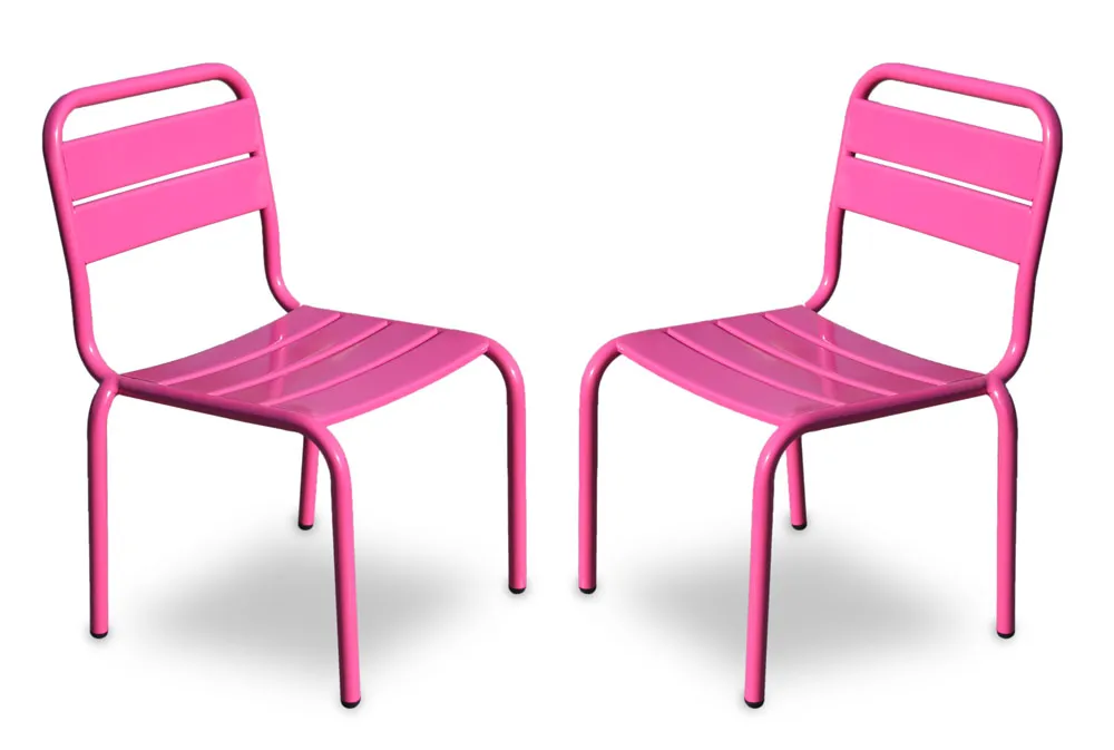 Lot de 2 chaises métal fuchsia pour enfant