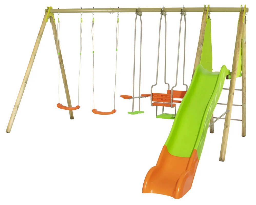 Portique enfant bois mÃ©tal avec toboggan KAHUNA