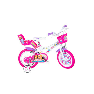 Vélo enfant 14 pouces barbie avec porte doudou et panier