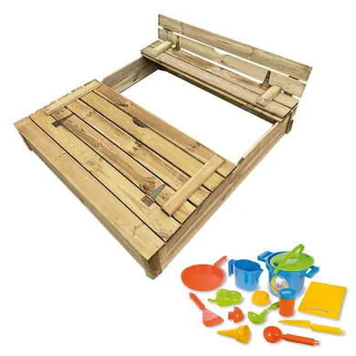 Drfeify Bac à sable avec sièges carré bois massif de douglas AB825049